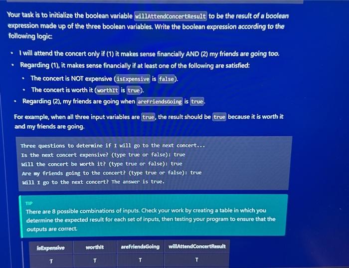 Solved Your task is to initialize the boolean variable | Chegg.com