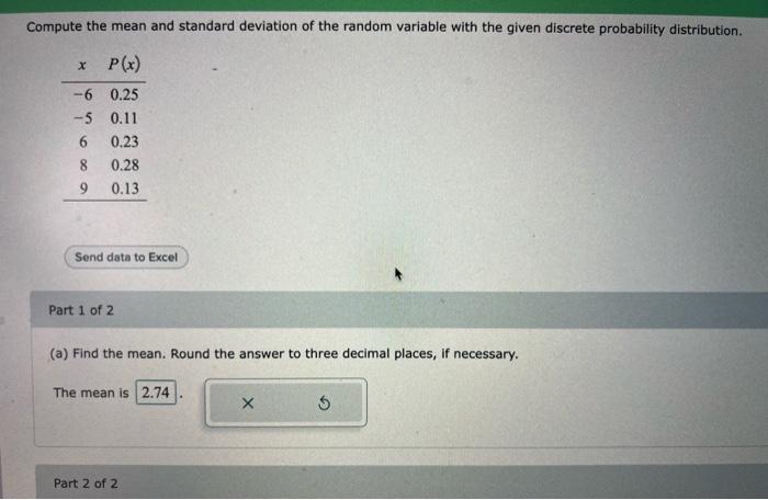 Solved (a) Find the mean. Round the answer to three decimal | Chegg.com
