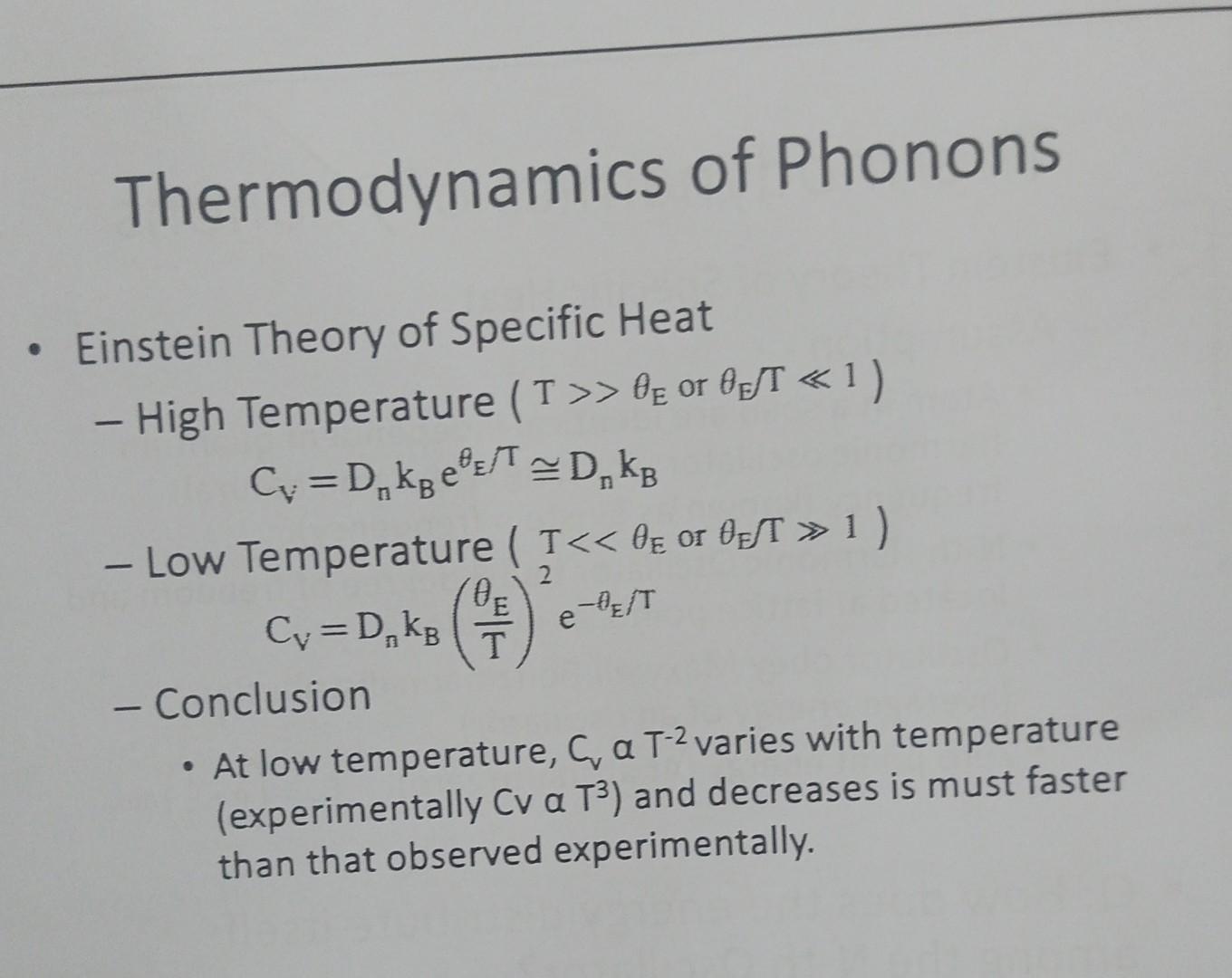 Solved Thermodynamics Of Phonons Einstein Theory Of Specific | Chegg.com