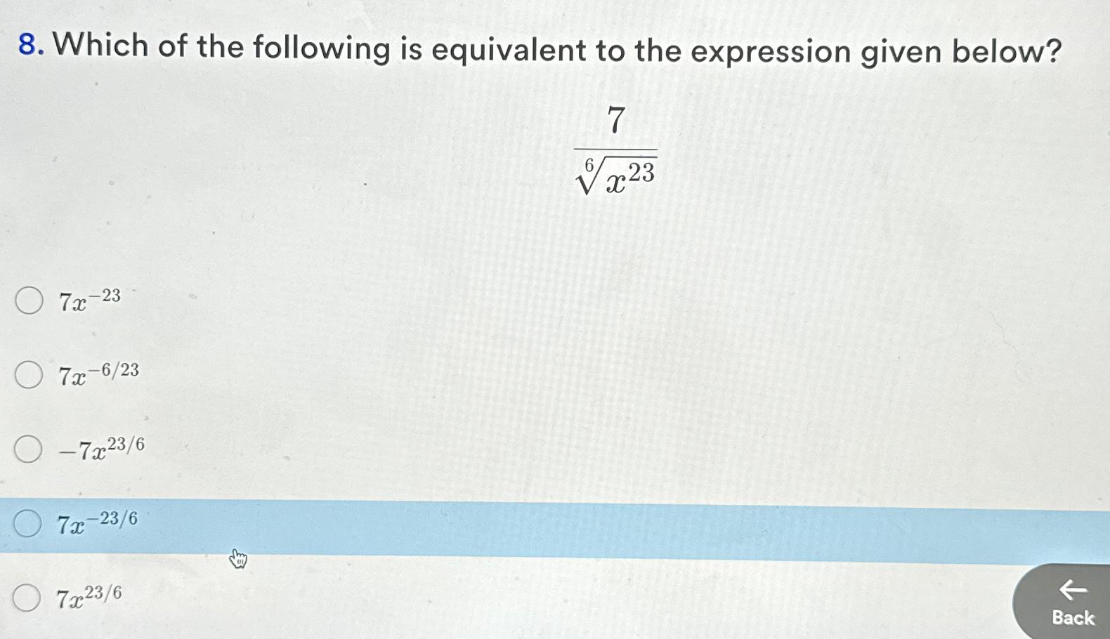 which of the following can x be equal to 11 23
