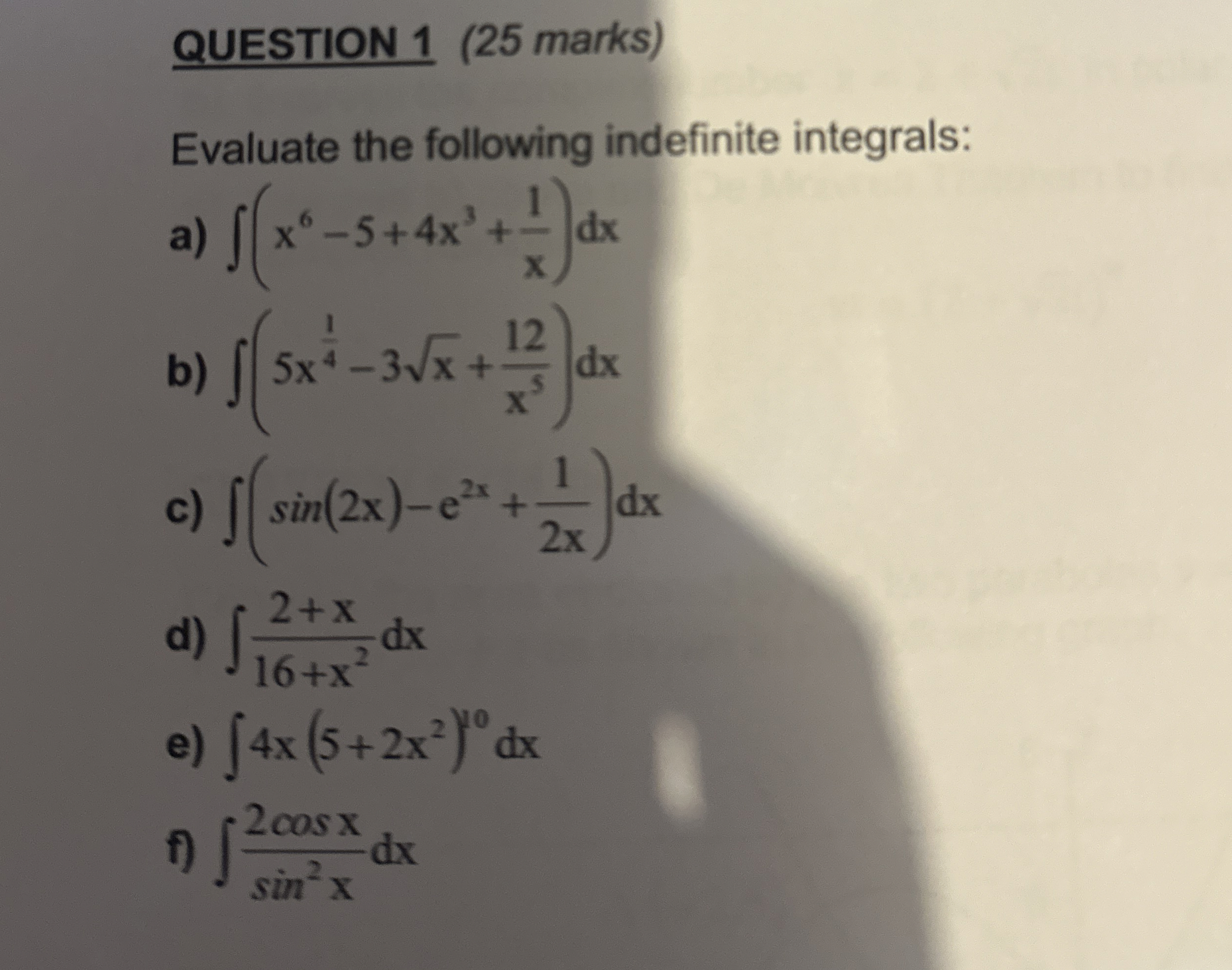 Solved QUESTION 1 (25 ﻿marks)Evaluate the following | Chegg.com