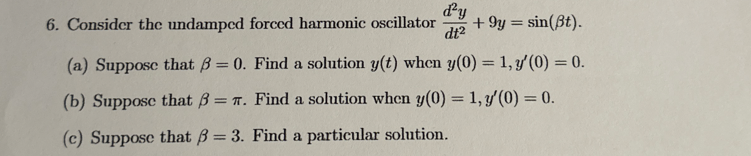 Solved Consider the undamped forced harmonic oscillator | Chegg.com