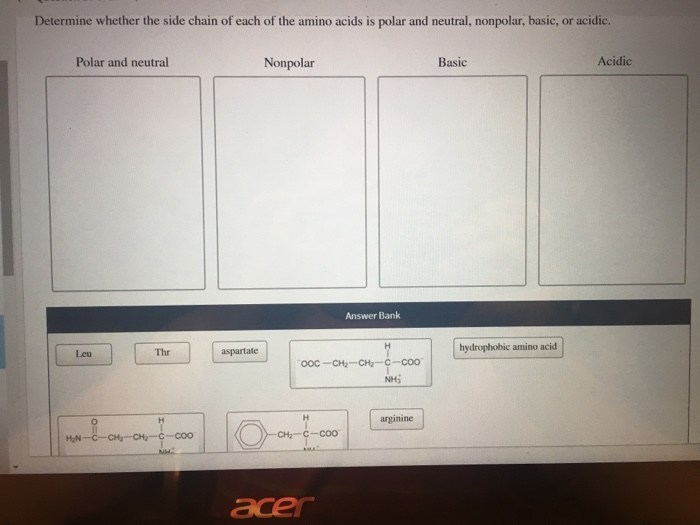 Solved Determine whether the side chain of each of the amino | Chegg.com