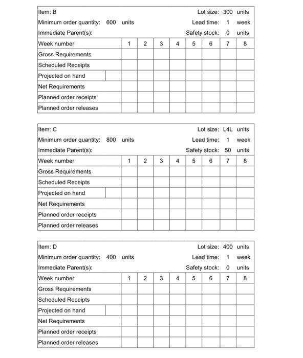 Solved Materials Requirements Planning (MRP) Exercise | Chegg.com