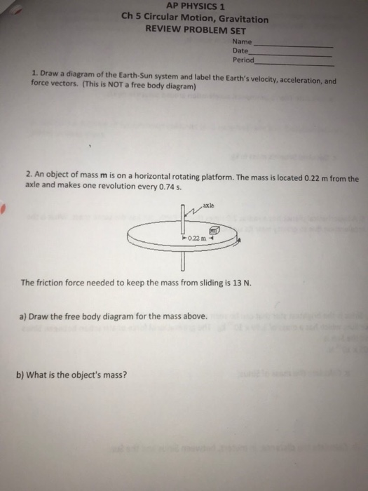 ap physics 1 homework forces in circular motion