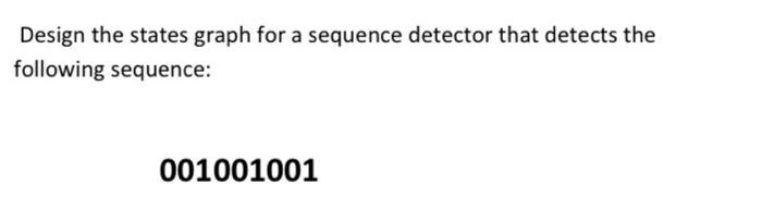 Solved Design the states graph for a sequence detector that | Chegg.com