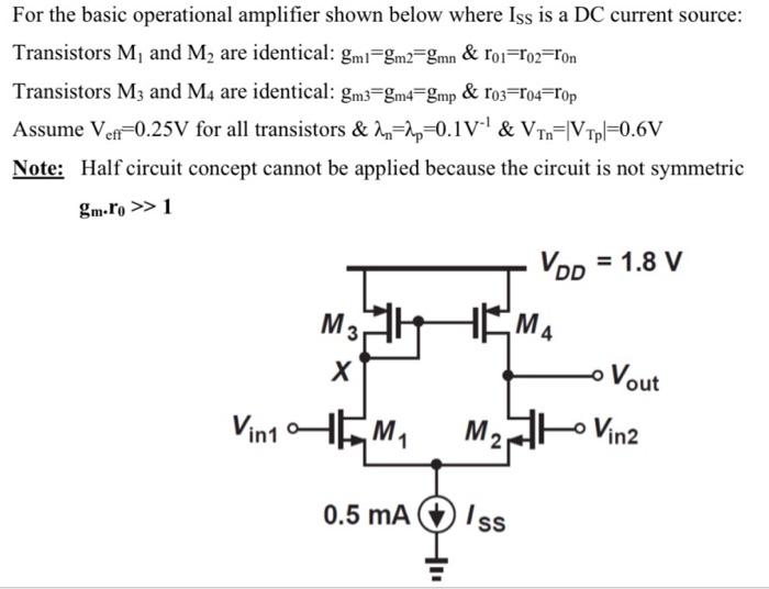 Solved For the basic operational amplifier shown below where | Chegg.com