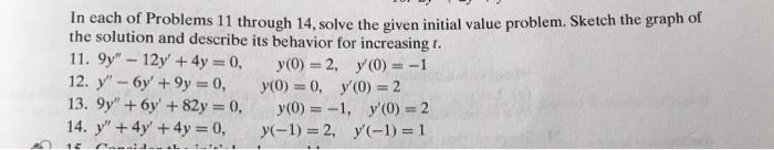 Solved In each of Problems 11 through 14, solve the given | Chegg.com