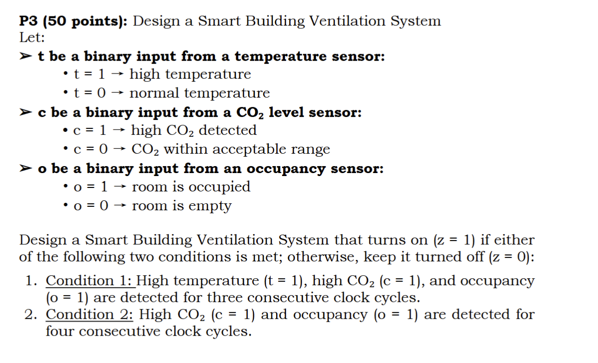 Solved P3 (50 ﻿points): Design a Smart Building Ventilation | Chegg.com
