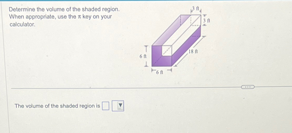 Solved Determine the volume of the shaded region. When | Chegg.com