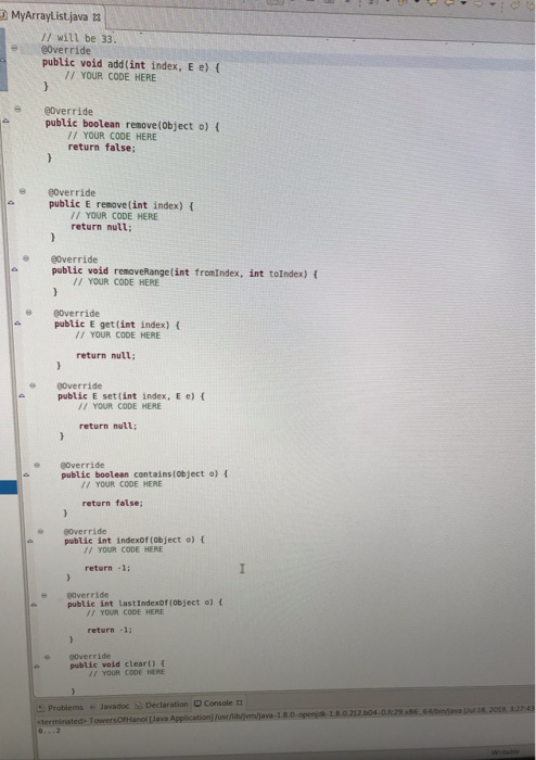 Solved MyArrayList.java 22 public class MyArrayList | Chegg.com