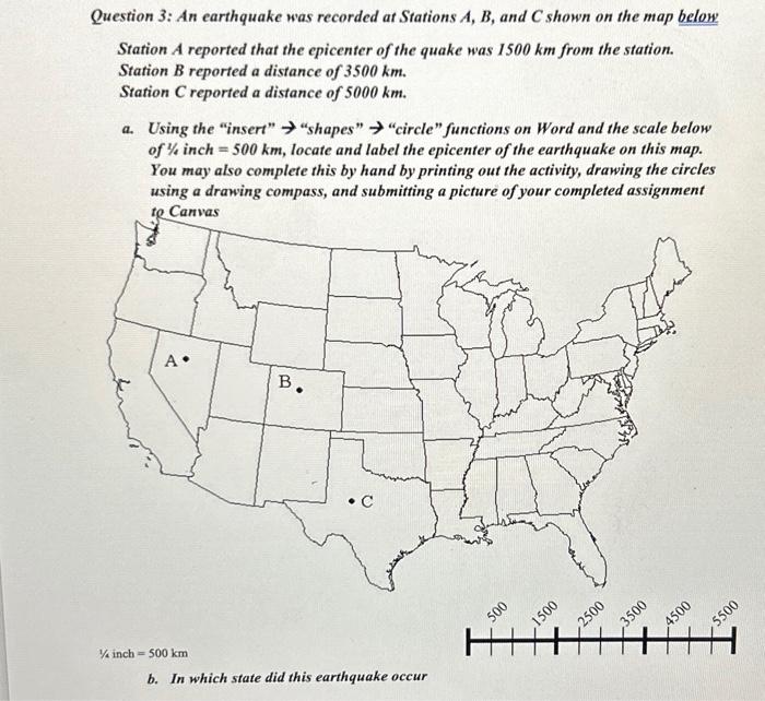 Solved Question 3: An Earthquake Was Recorded At Stations | Chegg.com