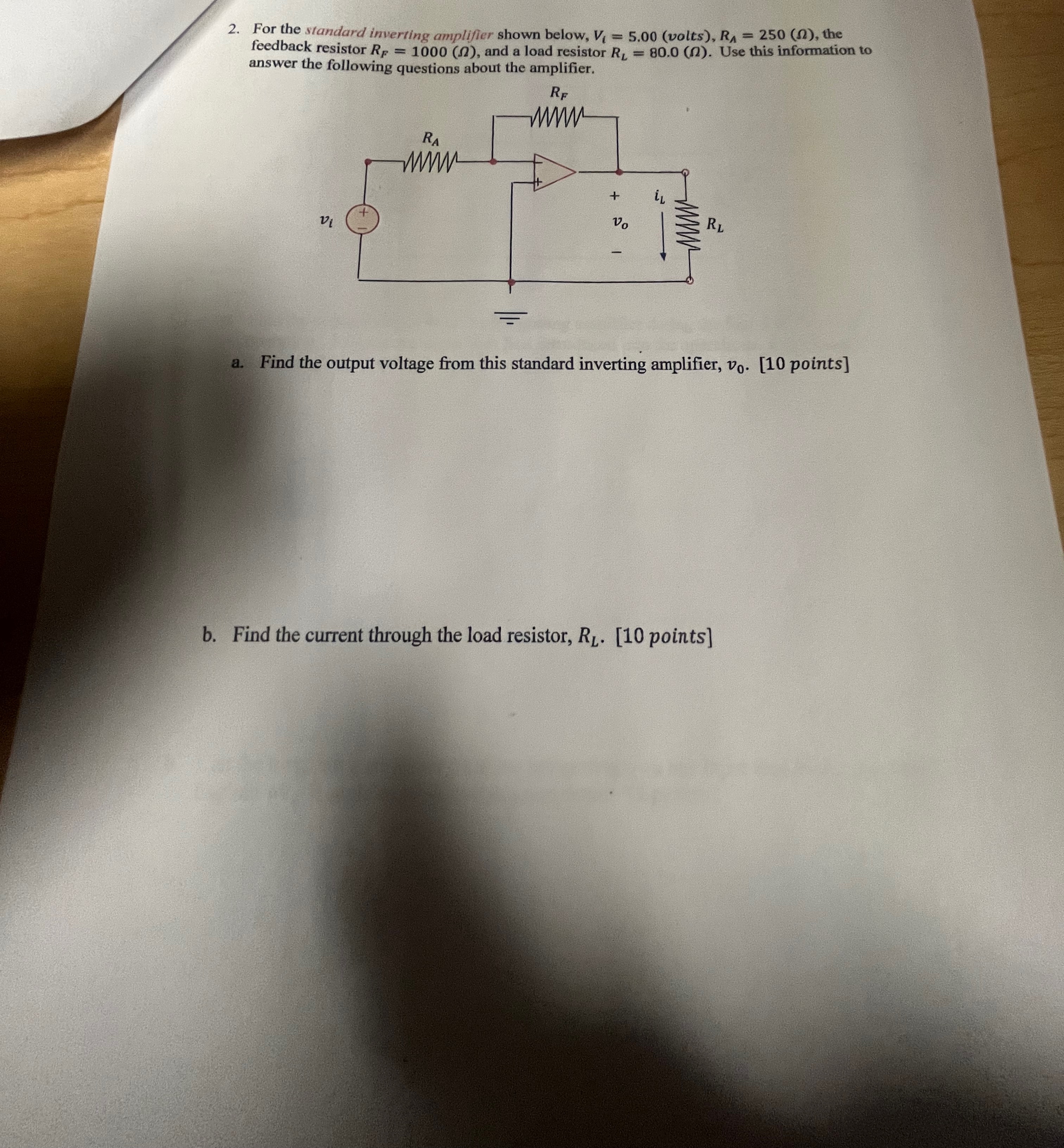Solved For the standard inverting amplifier shown below, | Chegg.com