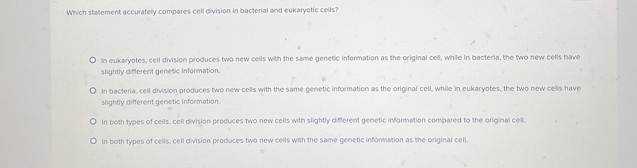 Solved Which statement accurately compares cell division in | Chegg.com