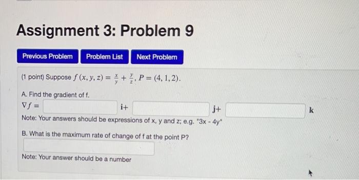 Solved Assignment 3: Problem 9 Previous Problem Problem List | Chegg.com