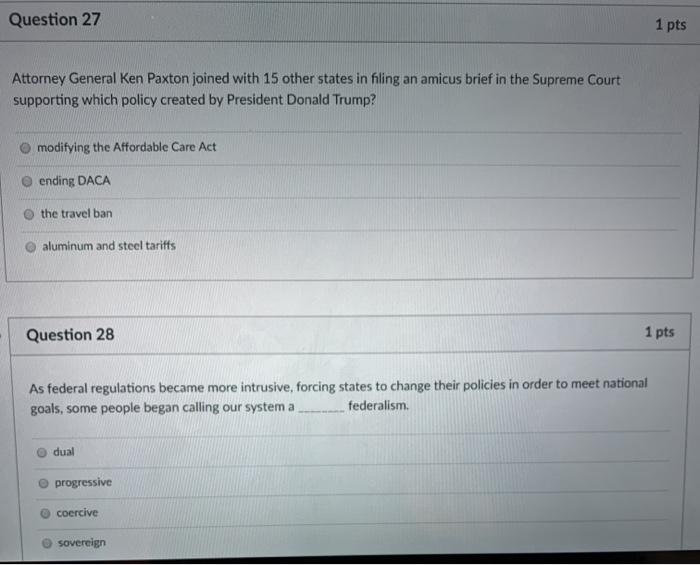 Solved Question 27 1 pts Attorney General Ken Paxton joined | Chegg.com
