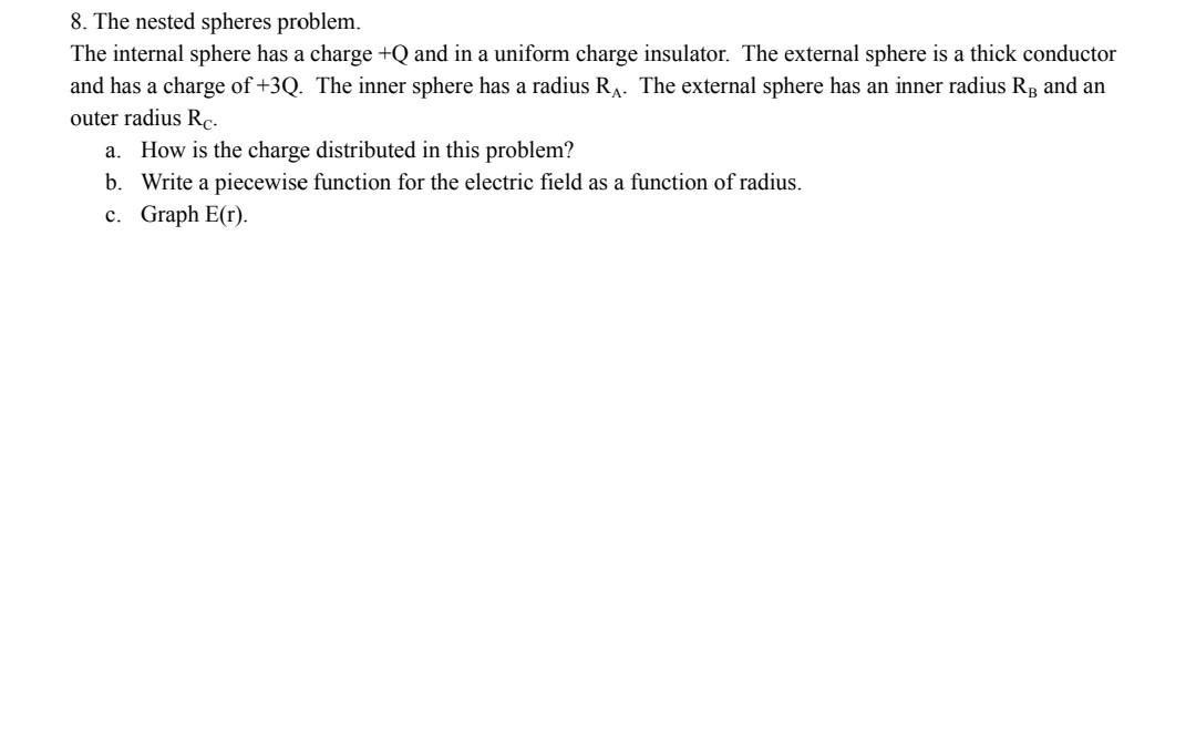 Solved 8. The nested spheres problem. The internal sphere | Chegg.com