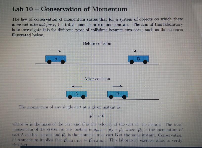 Solved Lab 10 - Conservation Of Momentum The Law Of | Chegg.com