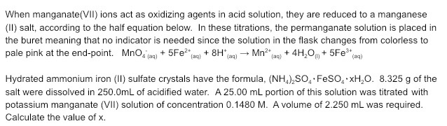 Solved When Manganatevii Ions Act As Oxidizing Agents In 2271