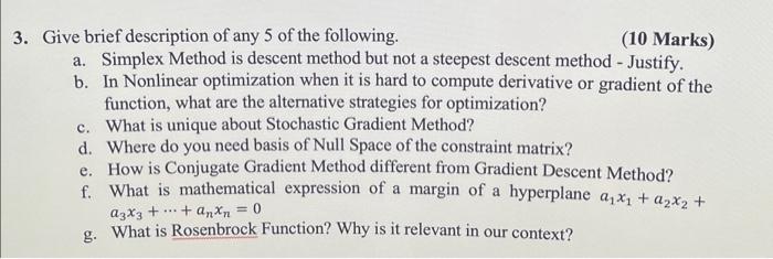 Solved 3. Give brief description of any 5 of the following. | Chegg.com