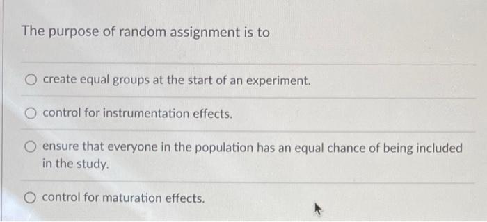 the purpose of random assignment is to module 6