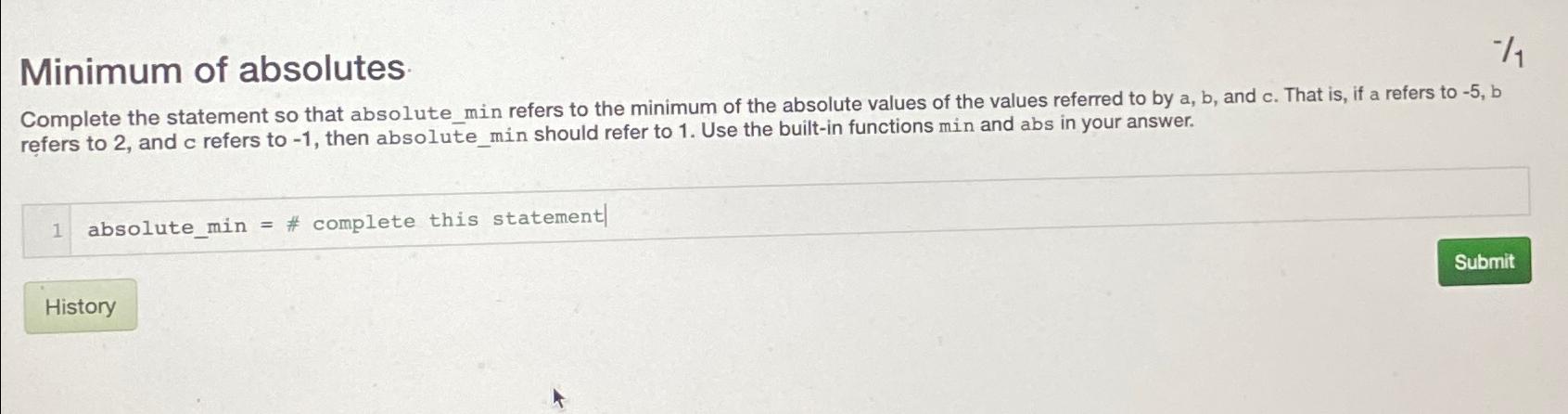 Solved Minimum of absolutesComplete the statement so that | Chegg.com