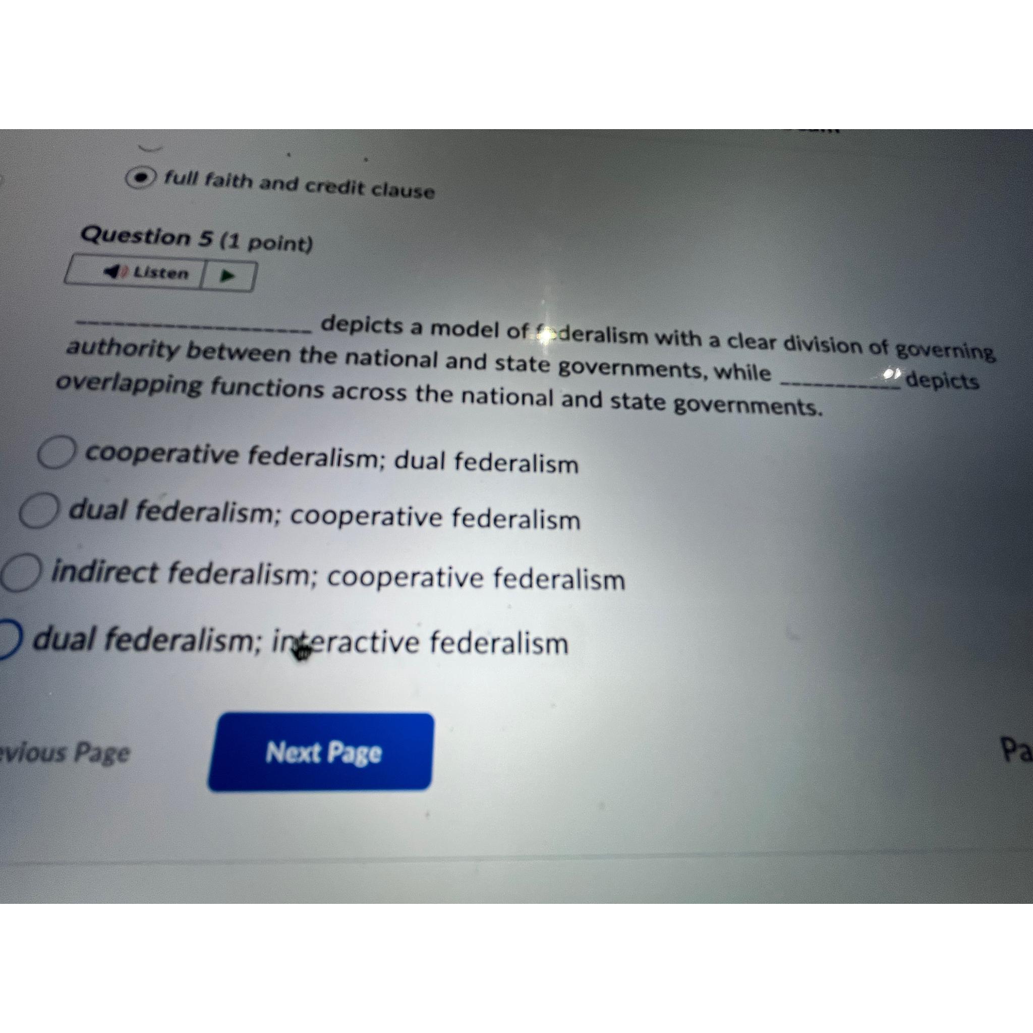 Solved full faith and credit clauseQuestion 5 (1