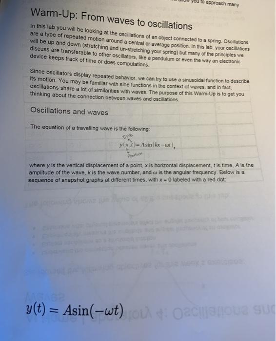 Solved To Approach Many Warm Up From Waves To Oscillatio Chegg Com