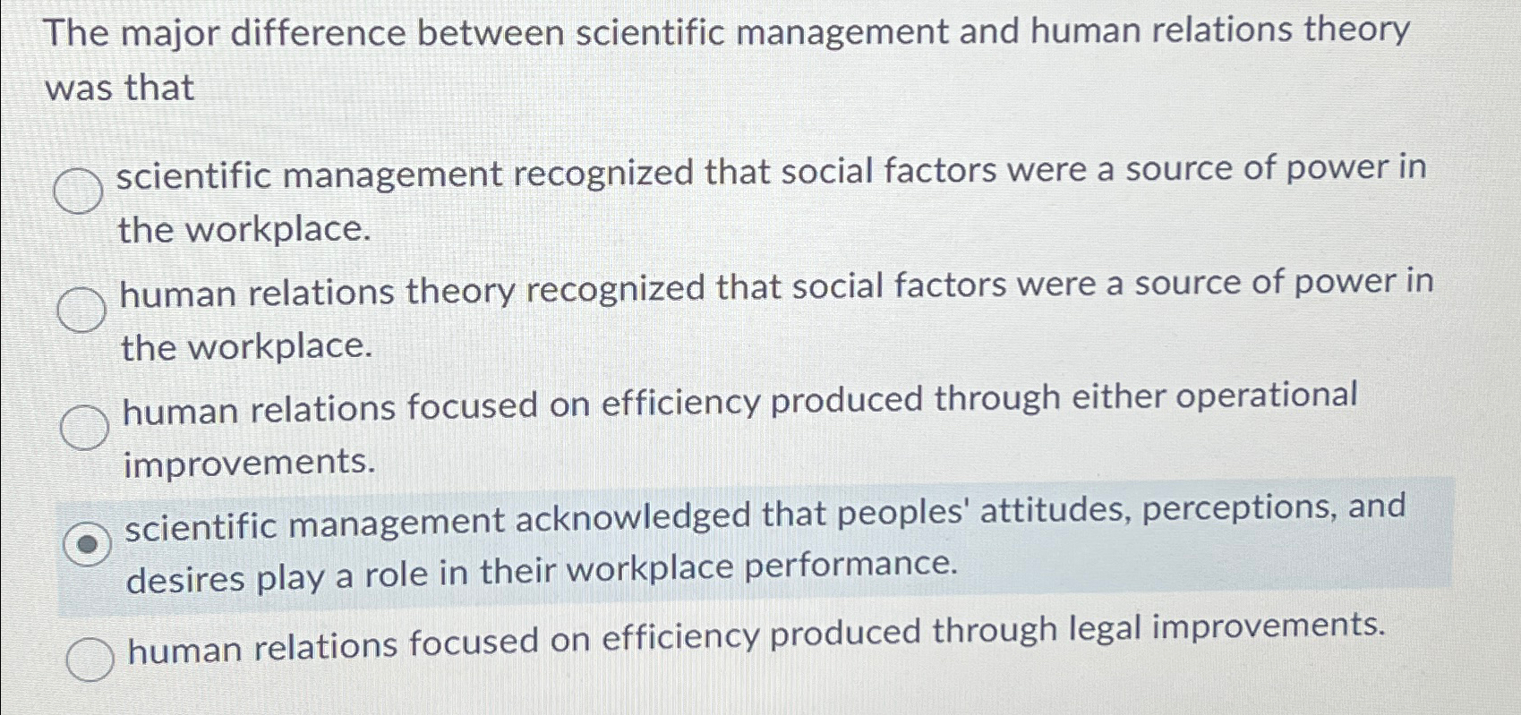 Solved The major difference between scientific management | Chegg.com