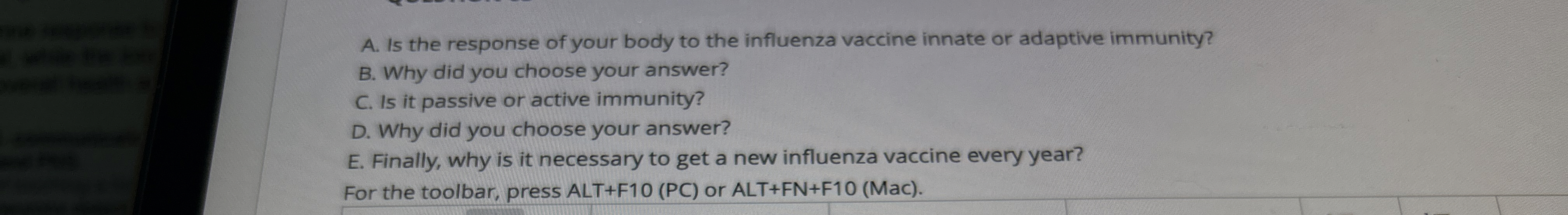 Solved A. ﻿Is the response of your body to the influenza