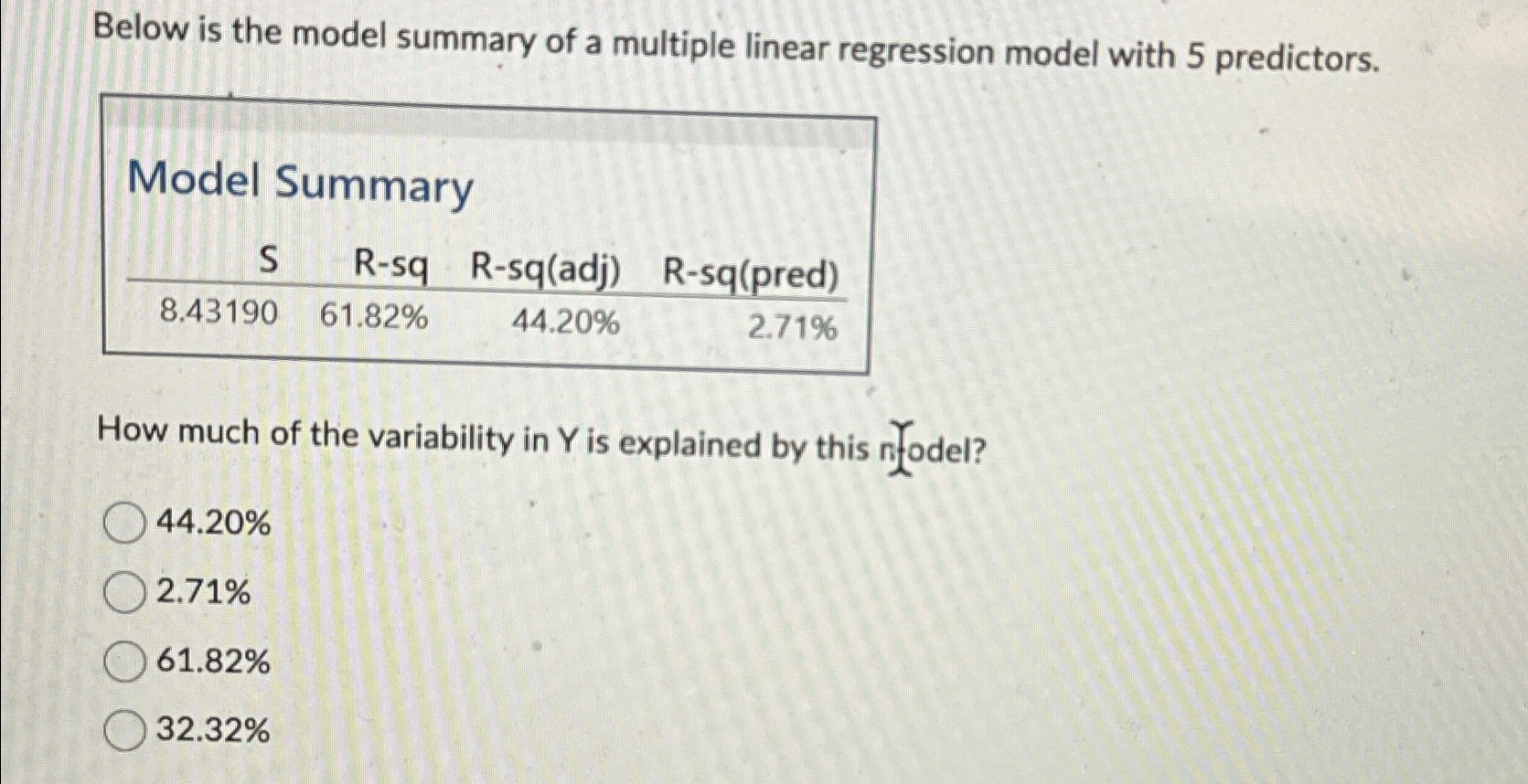 Solved Below is the model summary of a multiple linear | Chegg.com