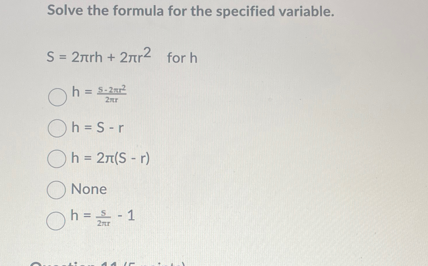 Solved Solve the formula for the specified | Chegg.com