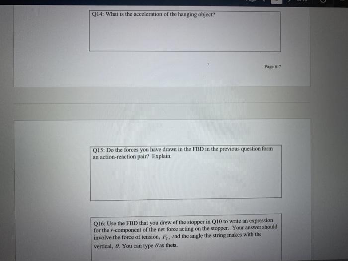 Solved Free Body Diagrams A rubber stopper is swung in a