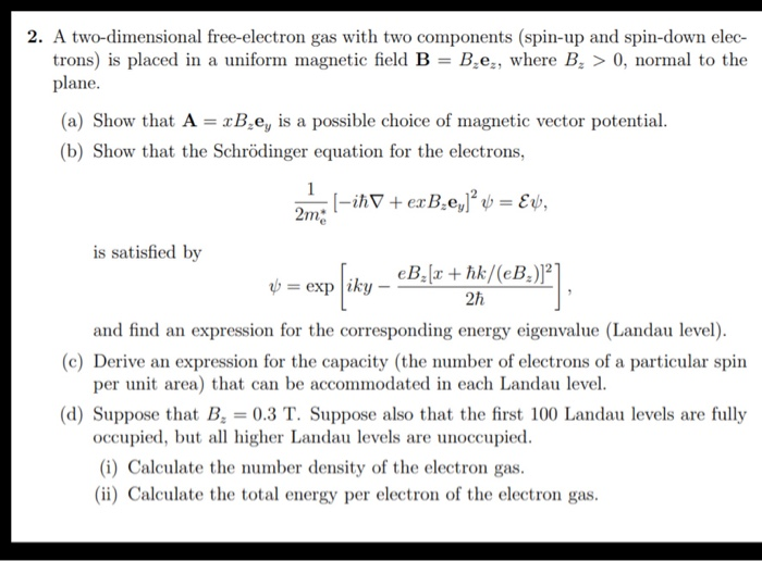 Solved 2. A two-dimensional free-electron gas with two | Chegg.com