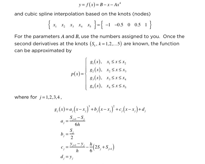 This is cubic spline interpolation. I have the values | Chegg.com