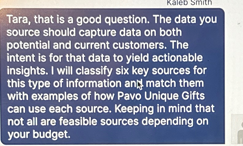 Solved Tara, that is a good question. The data you source | Chegg.com