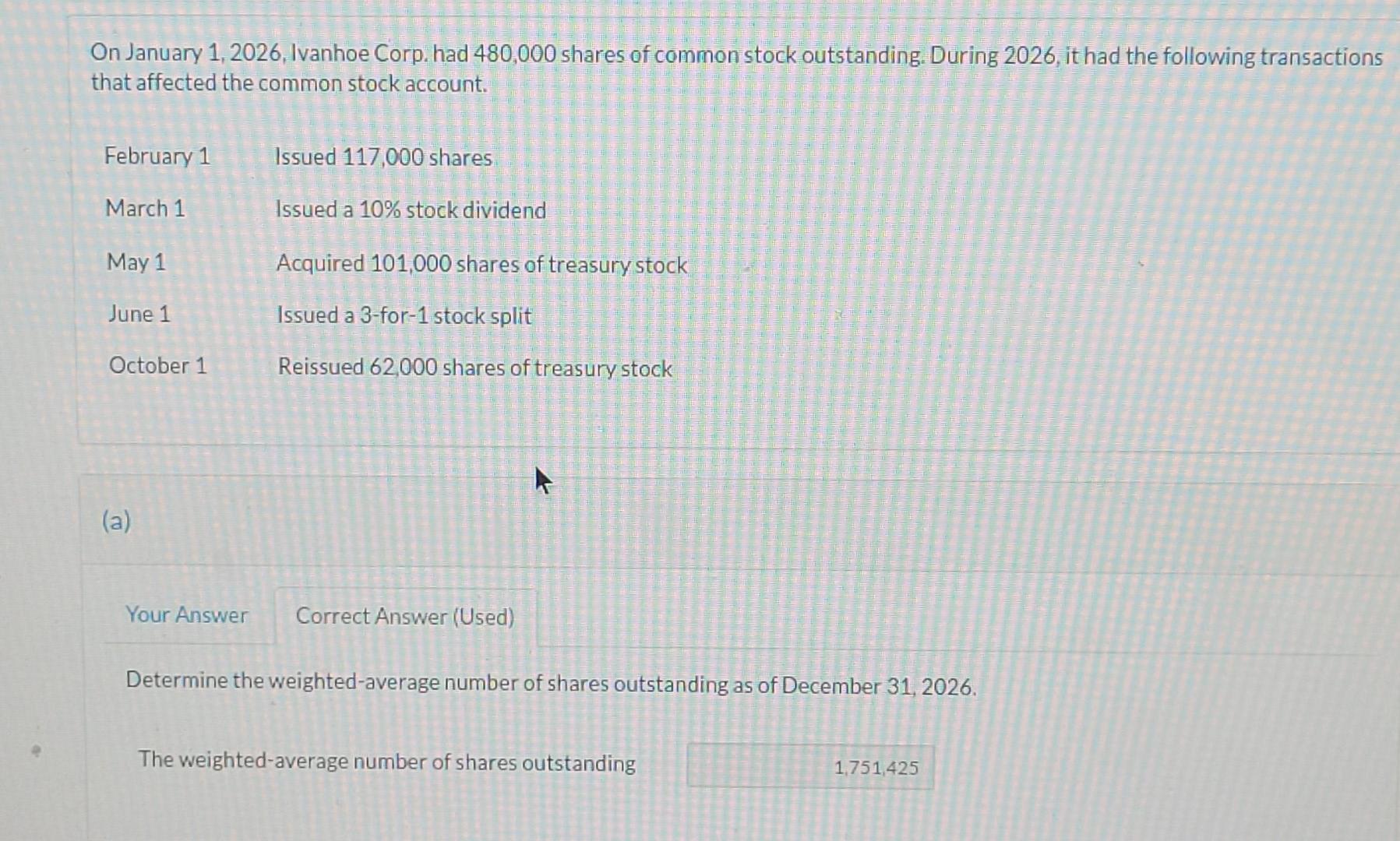 Solved On January 1, 2026, Ivanhoe Corp. had 480,000 shares