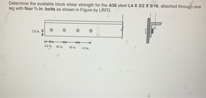 Solved Determine The Available Block Shear Strength For The | Chegg.com