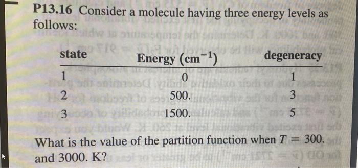 Solved P13.16 Consider a molecule having three energy levels | Chegg.com