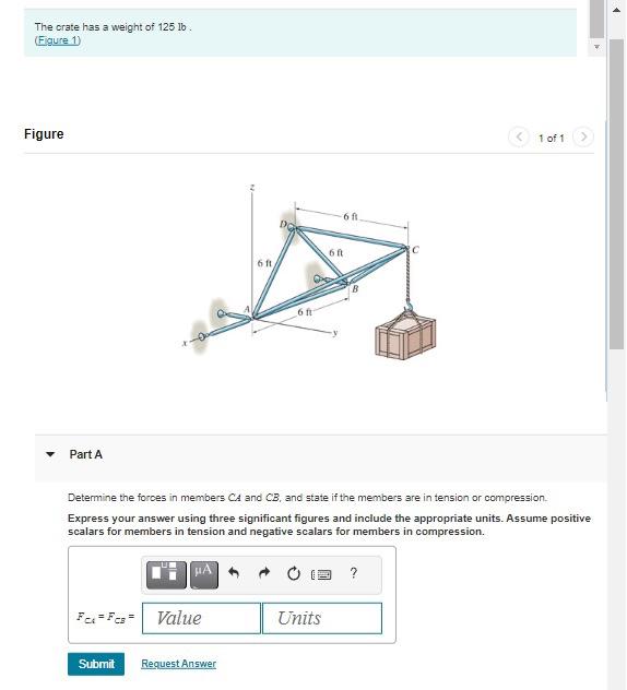 Solved The crate has a weight of 125lb. Figure 1 of 1 Part A