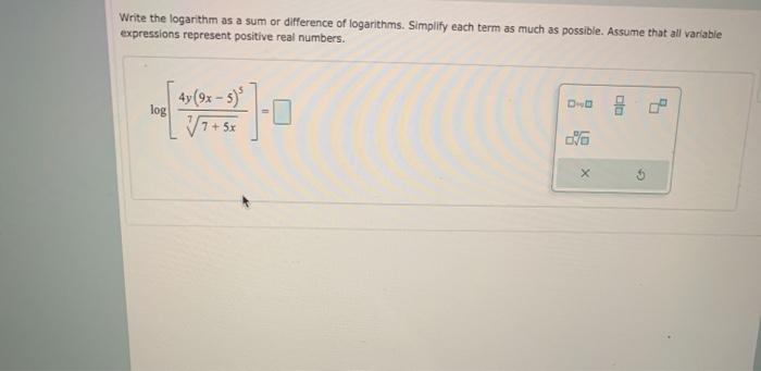 Solved Write the logarithm as a sum or difference of | Chegg.com