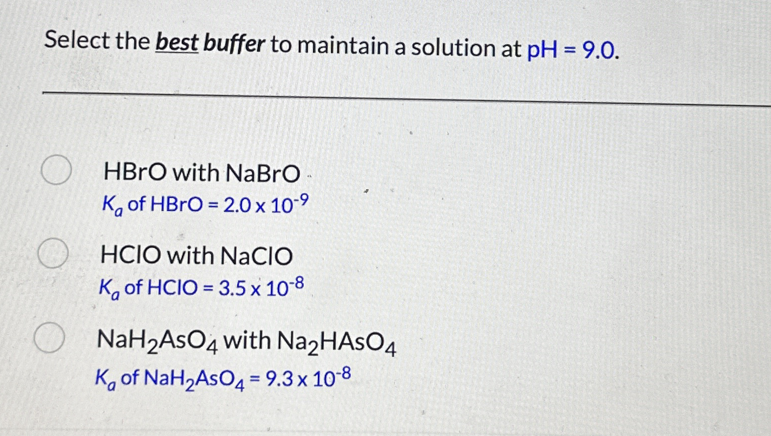 Solved Select the best buffer to maintain a solution at | Chegg.com