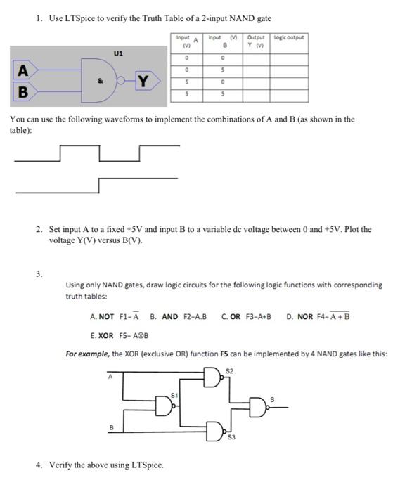 Solved 1. Use LTSpice to verify the Truth Table of a 2-input | Chegg.com