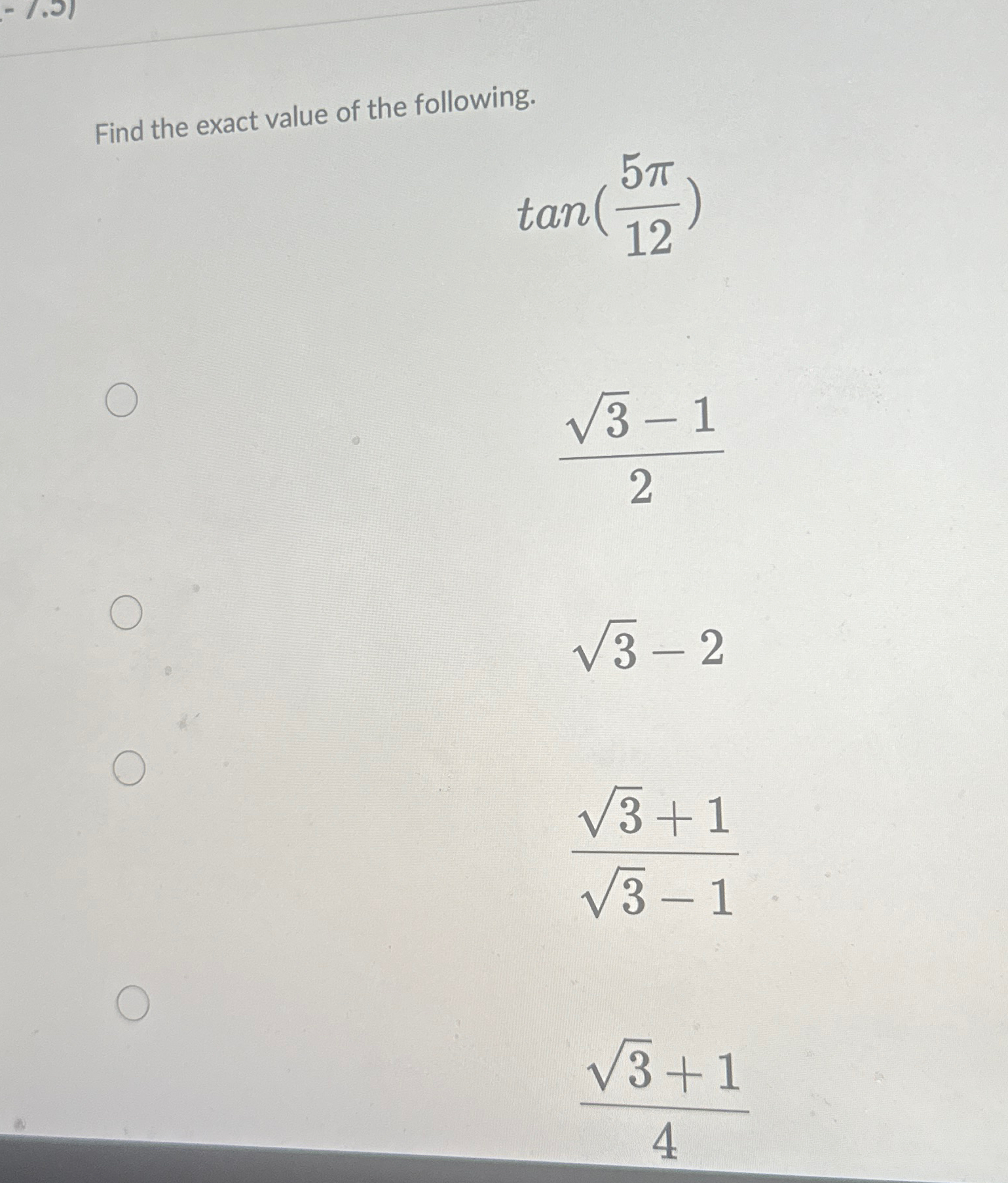 Solved Find the exact value of the | Chegg.com