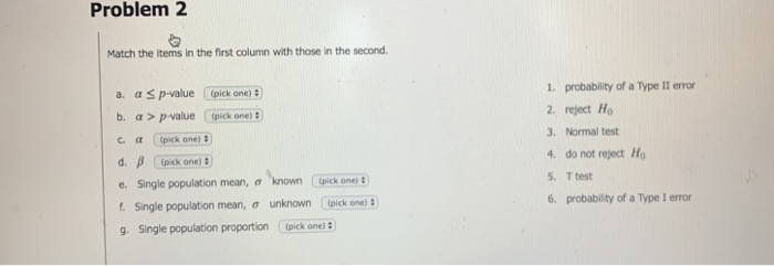 Solved Problem 2 Match The Items In The First Column With | Chegg.com