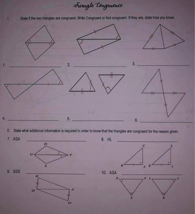 Solved erriangle Congruence State if the two triangles are | Chegg.com