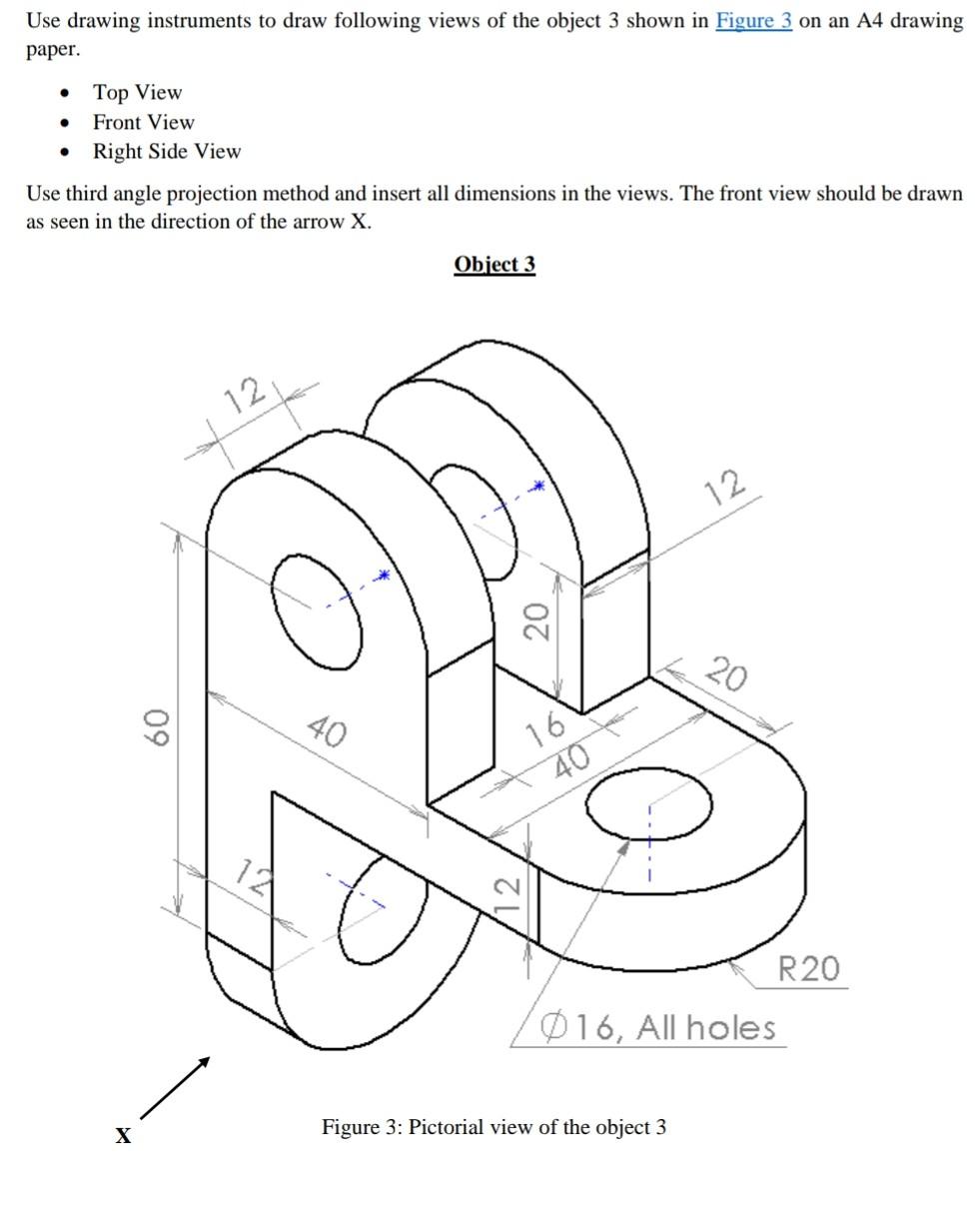 Solved Use drawing instruments to draw following views of | Chegg.com