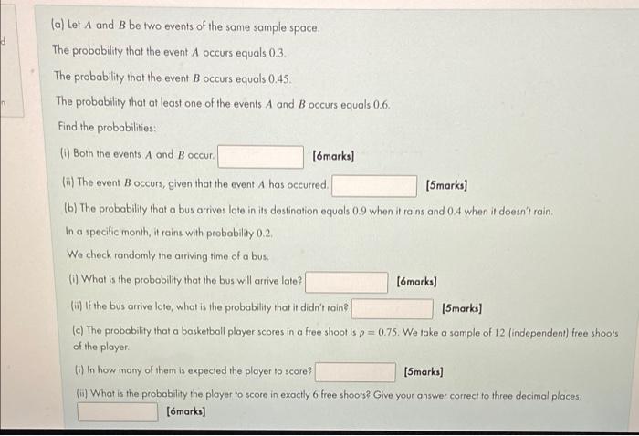 Solved N (a) Let A And B Be Two Events Of The Same Sample | Chegg.com