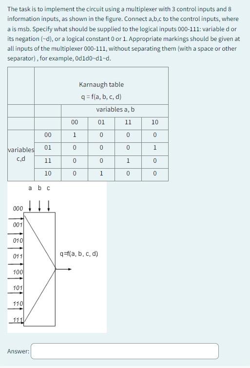 Solved The task is to implement the circuit using a | Chegg.com