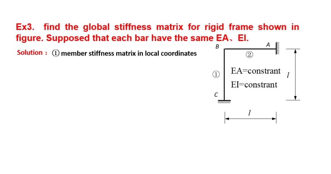Solved Ex3. find the global stiffness matrix for rigid frame | Chegg.com